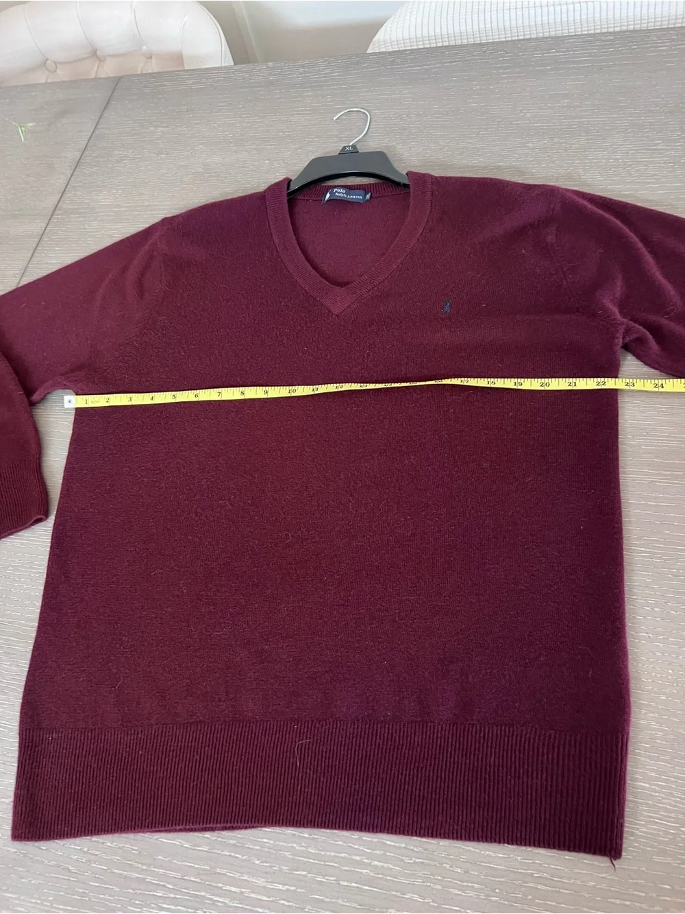 Ralph Lauren Men's V-Neck Sweater in Deep  burgundy cashmere